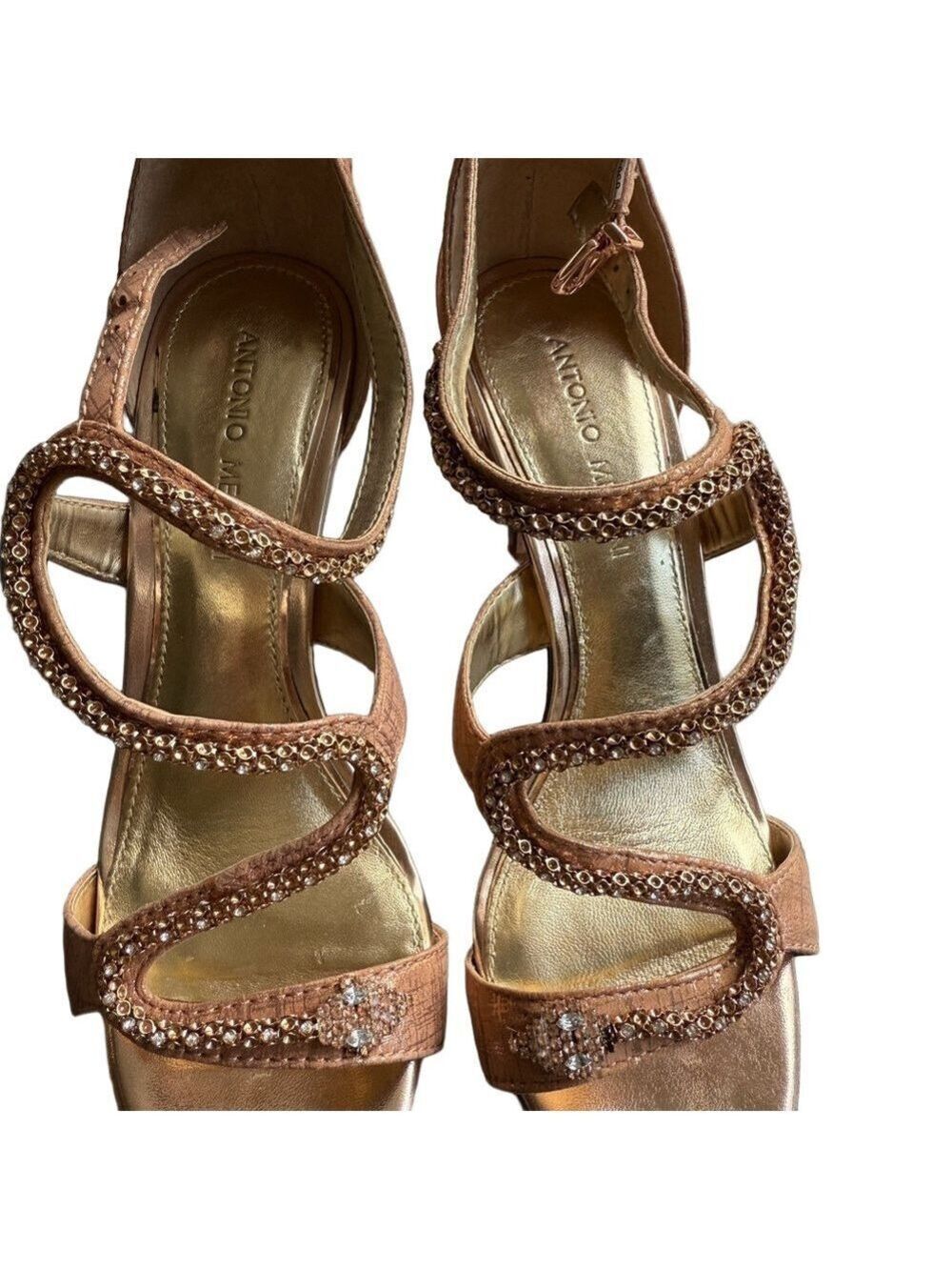 Antonio Melani Samara Rose Chrome Penny Embellished Sandals